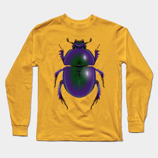 Egyptian Scarab Beetle Long Sleeve T-Shirt by Ricogfx